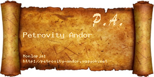Petrovity Andor névjegykártya